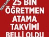 25 Bin Öğretmen Atama Takvimi Belli Oldu